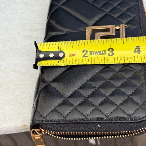 VERSACE QUILTED BLACK LEATHER ZIP AROUND LONG WALLET, 1007135 - Picture 10 of 15